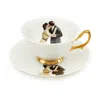 Melody Rose London White Kissing Couple Teacup & Saucer In White
