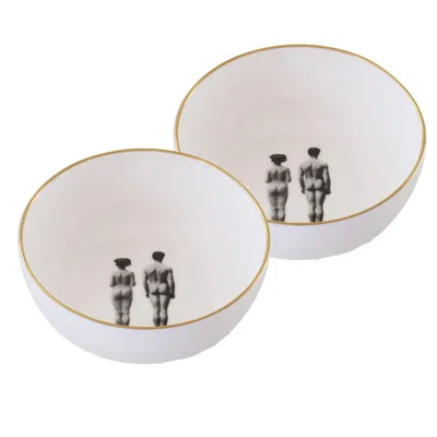 Melody Rose London White Models Set Of Two Bone China Cereal Bowls