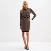 Melonie T Womens Long Sleeve Jacket Sweater Dress In Multi