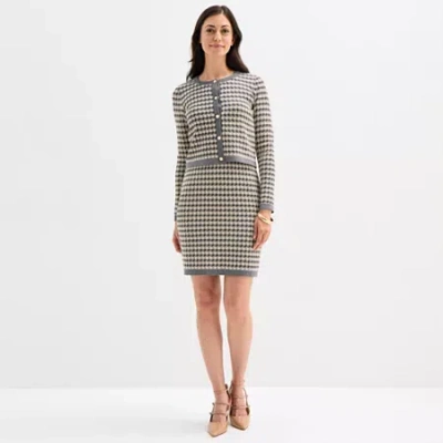 Melonie T Womens Long Sleeve Jacket Sweater Dress In Gray