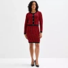 Melonie T Womens Long Sleeve Jacket Sweater Dress In Red