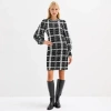 Melonie T Womens Long Sleeve Windowpane Sweater Dress In Blue