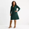Melonie T Womens Plus Long Sleeve Sweater Dress In Green