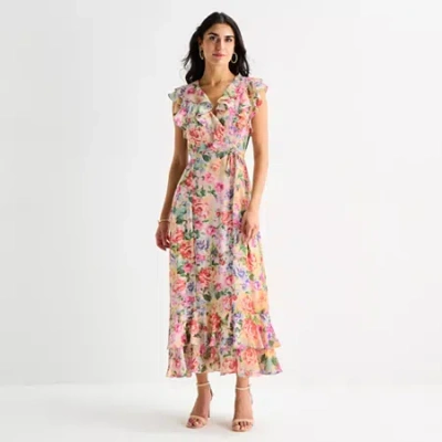 Melonie T Womens Sleeveless Floral Maxi Dress In Pink
