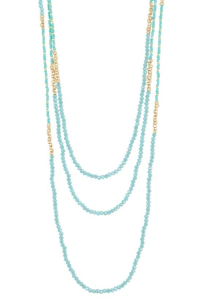 Melrose And Market 3-row Faceted Bead Necklace In Blue