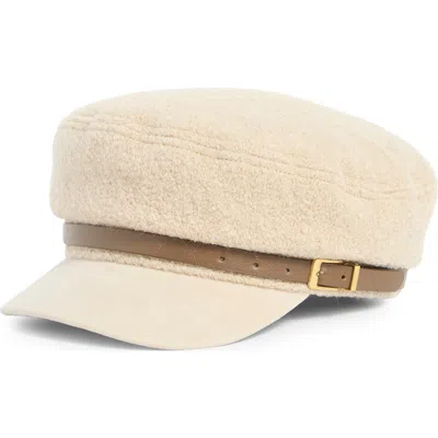 Melrose And Market Bouclé Faux Suede Brim Cabbie Driving Cap In White