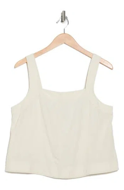 Melrose And Market Button Back Apron Linen Blend Tank In Ivory Dove