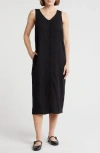 Melrose And Market Button Front Midi Dress In Black