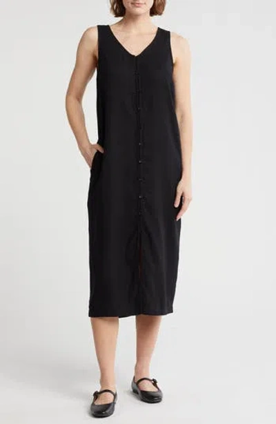 Melrose And Market Button Front Midi Dress In Black