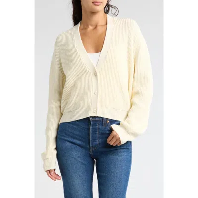 Melrose And Market Button-up Cropped Knit Cardigan In Ivory Dove