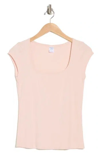 Melrose And Market Cap Sleeve Cotton Blend T-shirt In Pink Sepia