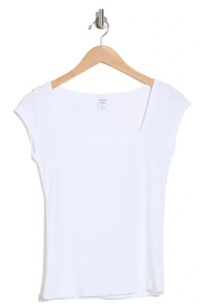 Melrose And Market Cap Sleeve Cotton Blend T-shirt In White
