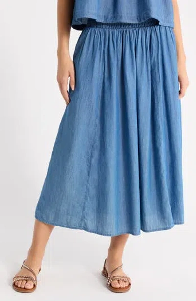 Melrose And Market Chambray Maxi Skirt In Blue