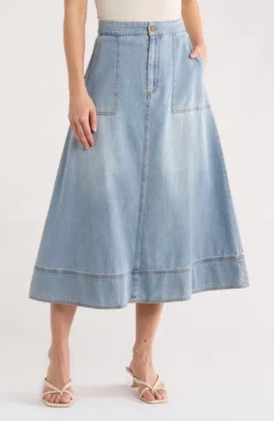 Melrose And Market Chambray Midi Skirt In Beige