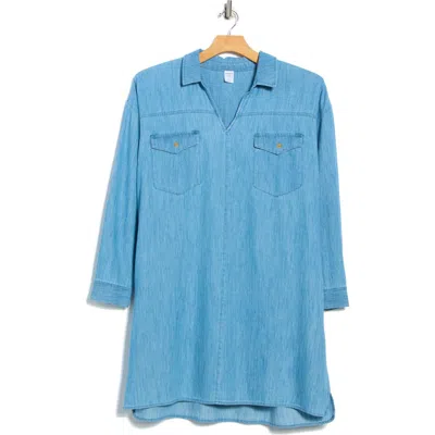 Melrose And Market Chambray Pima Cotton Dress In Blue