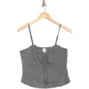 Melrose And Market Cinch Tie Front Ruffle Hem Top