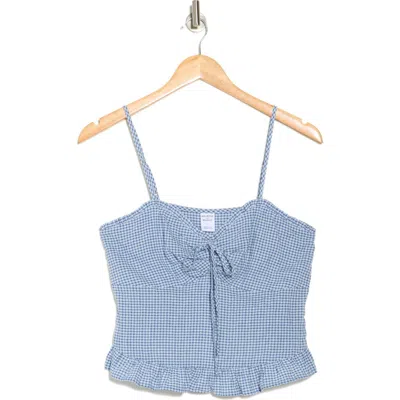 Melrose And Market Cinch Tie Front Ruffle Hem Top