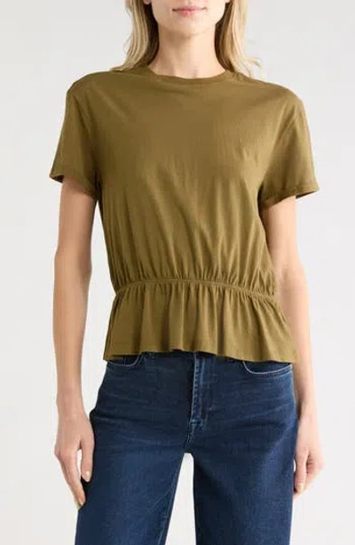 Melrose And Market Cinch Waist Short Sleeve Tee In Brown