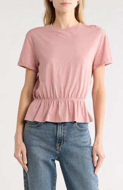 Melrose And Market Cinch Waist Short Sleeve Tee In Pink