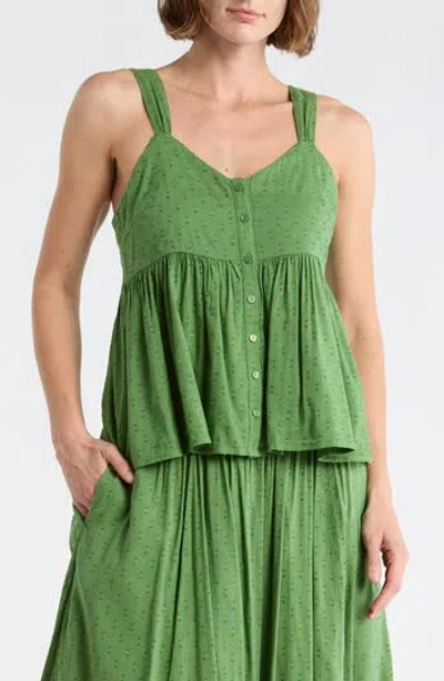 Melrose And Market Clip Dot Button-up Tank In Green