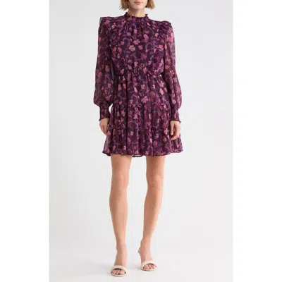 Melrose And Market Clip Dot Chiffon Minidress In Purple