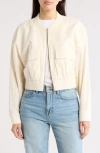 Melrose And Market Cotton Crop Bomber Jacket In Ivory Dove