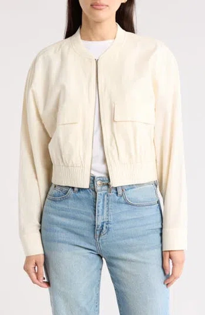 Melrose And Market Cotton Crop Bomber Jacket In Ivory Dove