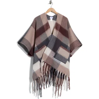 Melrose And Market Cozy Blanket Ruana In Brown Multi