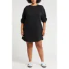 Melrose And Market Cozy Fleece Long Sleeve Minidress In Black
