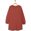 Melrose And Market Cozy Fleece Long Sleeve Minidress In Rust Marsala