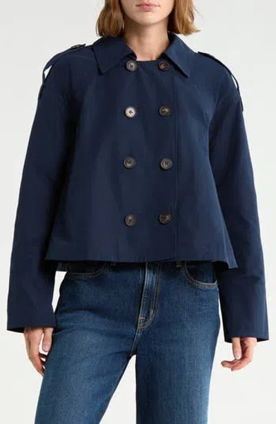 Melrose And Market Crop Double Breasted Jacket In Blue
