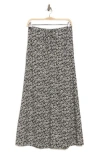 Melrose And Market Drawstring Trumpet Skirt In Black- Ivory Sketch Blossom