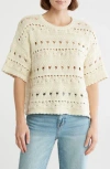 Melrose And Market Elbow Sleeve Cotton Pointelle Sweater