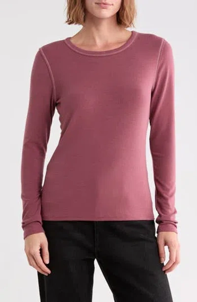 Melrose And Market Exposed Seam Long Sleeve T-shirt In Pink