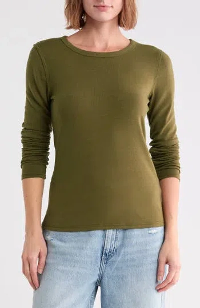 Melrose And Market Exposed Seam Long Sleeve T-shirt In Green