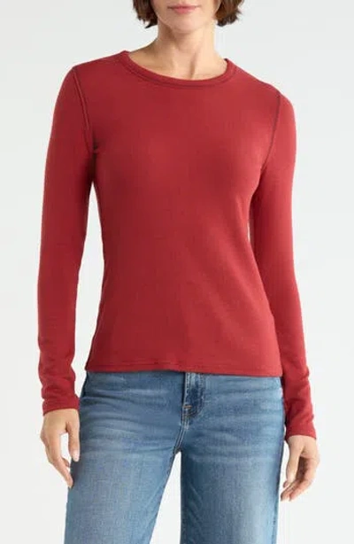 Melrose And Market Exposed Seam Long Sleeve T-shirt In Red