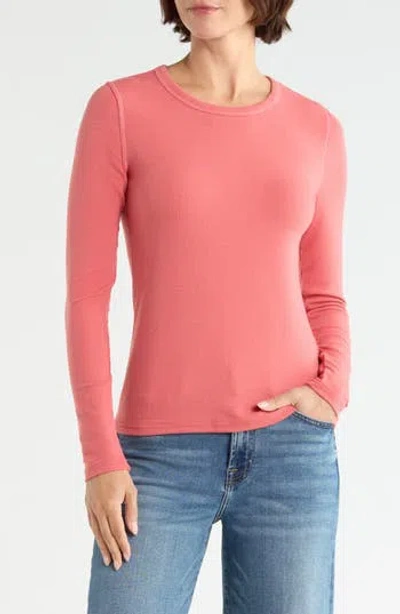 Melrose And Market Exposed Seam Long Sleeve T-shirt In Pink