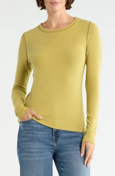 Melrose And Market Exposed Seam Long Sleeve T-shirt In Yellow