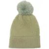 Melrose And Market Eyelash Pom Beanie In Olive Acorn