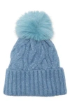 Melrose And Market Faux Fur Pompom Beanie In Blue