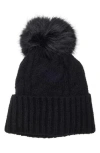 Melrose And Market Faux Fur Pompom Beanie In Blue