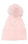 Melrose And Market Faux Fur Pompom Beanie In Pink