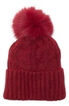 Melrose And Market Faux Fur Pompom Beanie In Red