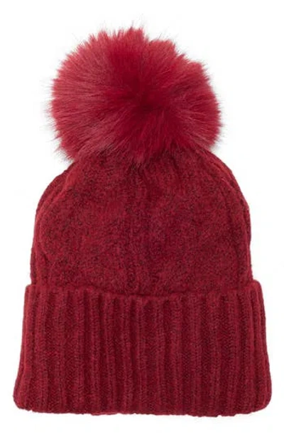 Melrose And Market Faux Fur Pompom Beanie In Red