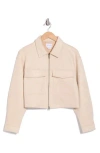 Shop Melrose And Market Faux Suede Crop Jacket In Beige
