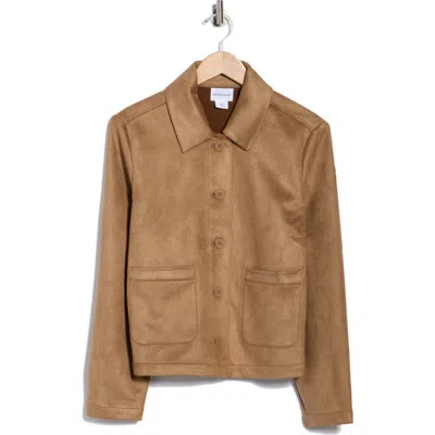 Melrose And Market Faux Suede Jacket In Brown