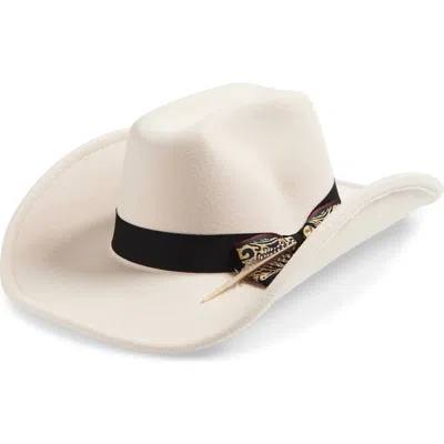 Melrose And Market Feather Band Panama Hat In White