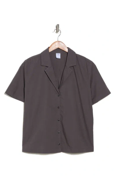 Melrose And Market Femme Cotton Camp Shirt In Grey Pavement