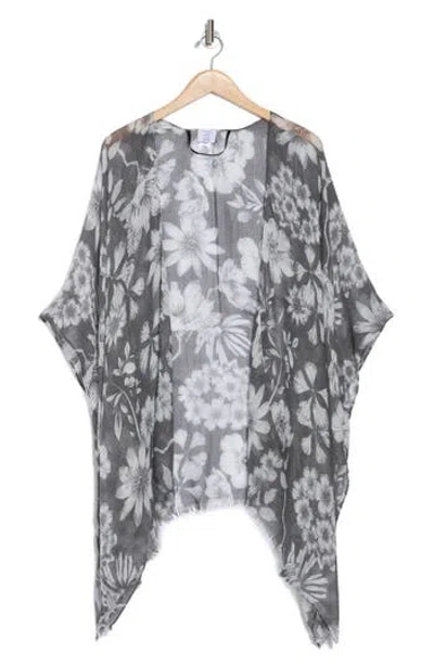 Melrose And Market Floral Print Ruana In Black