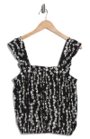 Melrose And Market Floral Ruffle Strap Tank In Black